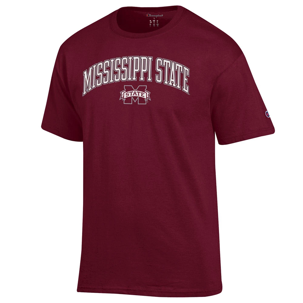 T-shirt marron Champion pour homme avec logo Arch Over des Mississippi State Bulldogs