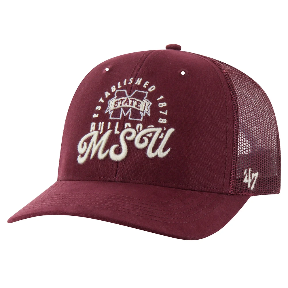 Casquette ajustable Pitstop Trucker '47 Maroon Mississippi State Bulldogs pour homme