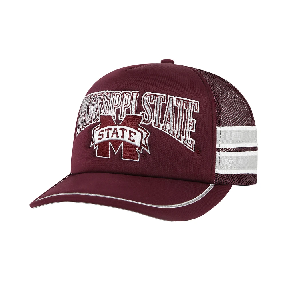 Casquette réglable de camionneur à bande latérale '47 Maroon Mississippi State Bulldogs pour hommes