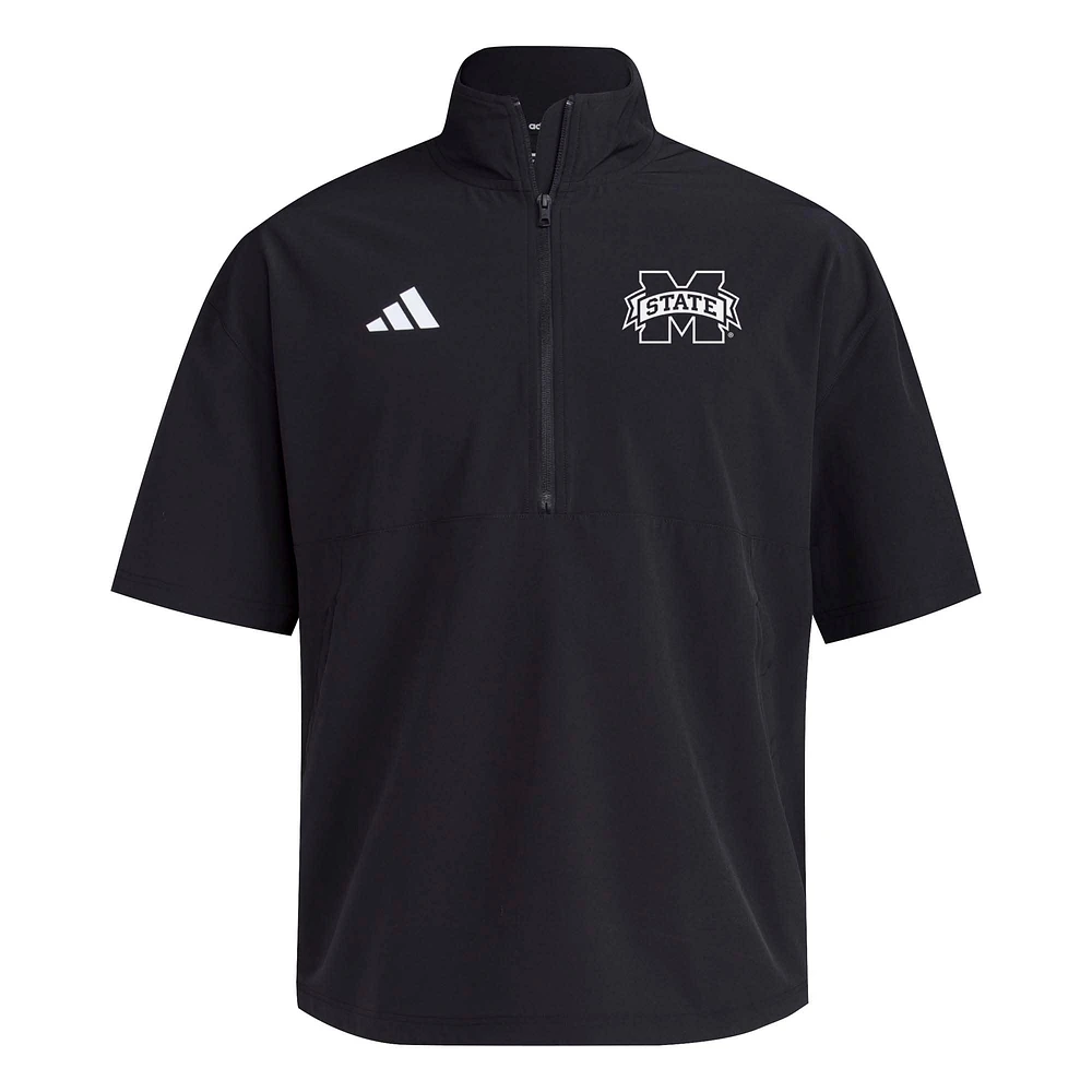 Men's adidas Black Mississippi State Bulldogs 2024 Half-Zip Short Sleeve Training Jacket