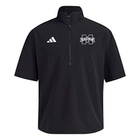 Veste d'entraînement à manches courtes et demi-zip adidas noire Mississippi State Bulldogs 2024 pour homme