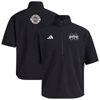 Veste d'entraînement à manches courtes et demi-zip adidas noire Mississippi State Bulldogs 2024 pour homme