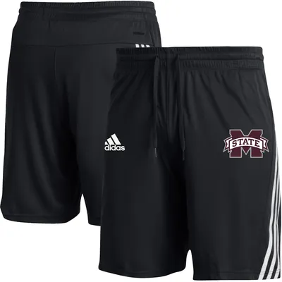 Mississippi State Bulldogs adidas AEROREADY Three-Stripe Knit Shorts - Black