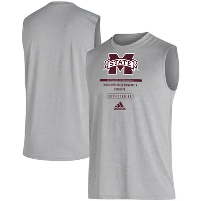 T-shirt sans manches adidas Mississippi State Bulldogs Sideline Locker Tag AEROREADY Creator pour hommes, gris