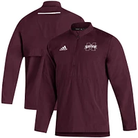 Veste à quart de zip adidas Maroon Mississippi State Bulldogs 2021 Sideline AEROREADY pour homme