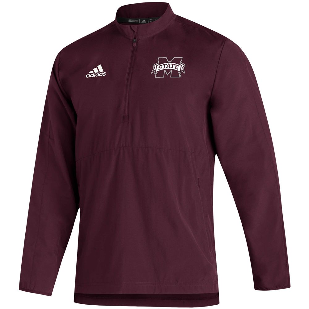 Men's adidas Maroon Mississippi State Bulldogs 2021 Sideline AEROREADY Quarter-Zip Jacket