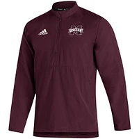 Veste à quart de zip adidas Maroon Mississippi State Bulldogs 2021 Sideline AEROREADY pour homme