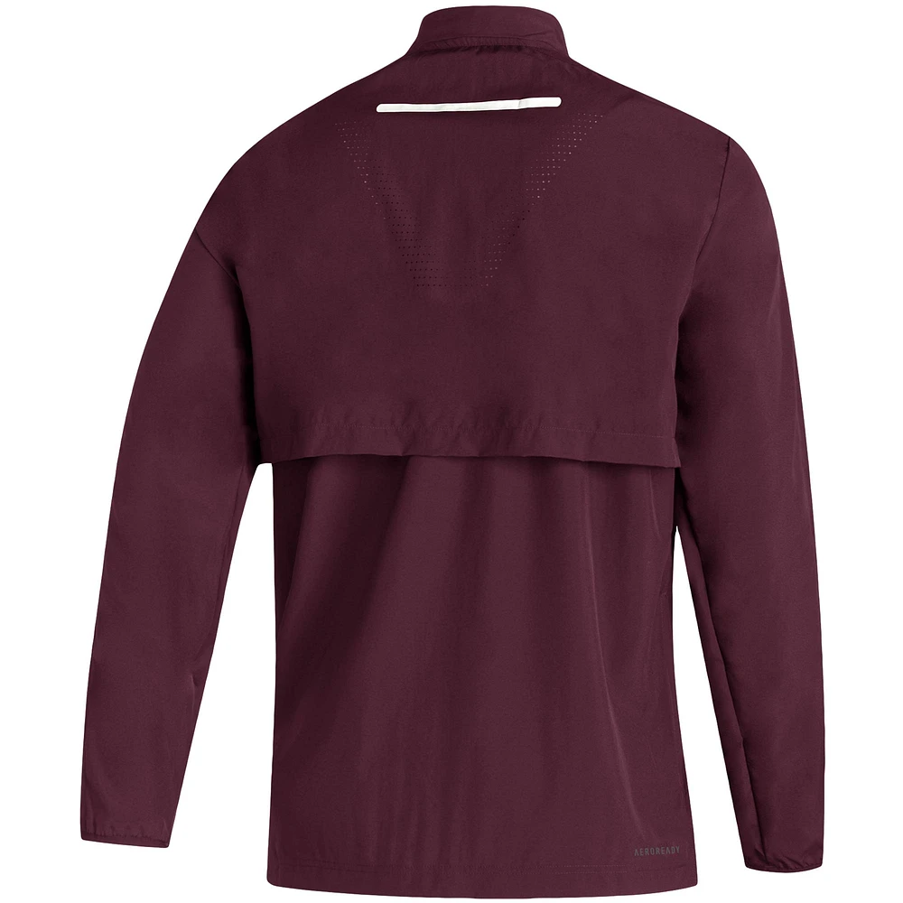 Veste à quart de zip adidas Maroon Mississippi State Bulldogs 2021 Sideline AEROREADY pour homme