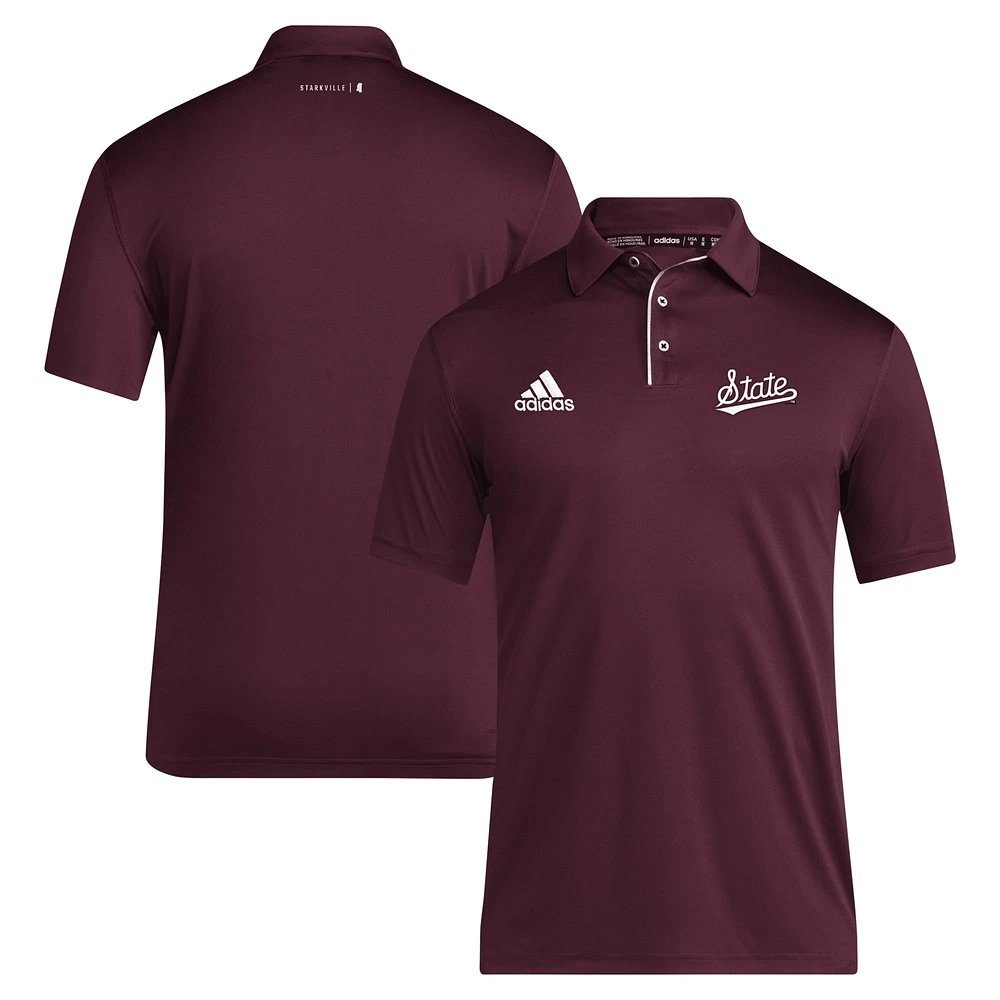 Men's adidas Maroon Mississippi State Bulldogs 2024 Coaches AEROREADY Polo