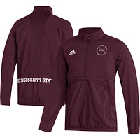 Veste à demi-zip adidas pour hommes Mississippi State Bulldogs AEROREADY