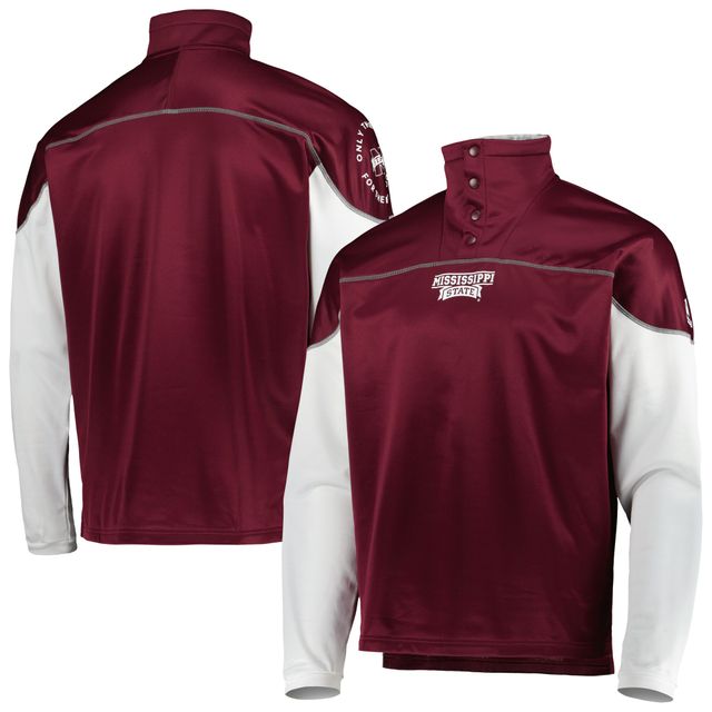 Veste adidas pour hommes Mississippi State Bulldogs AEROREADY Knit Quarter-Snap