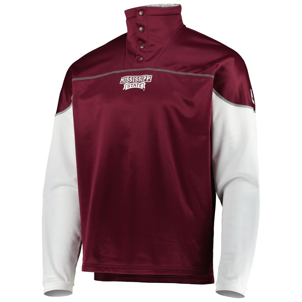 Men's adidas Maroon Mississippi State Bulldogs AEROREADY Knit Quarter-Snap Jacket