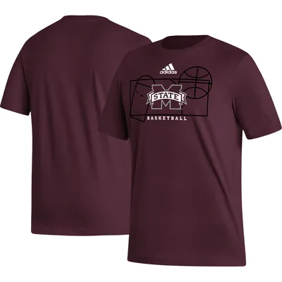 T-shirt pour homme adidas Mississippi State Bulldogs Basketball Court Fresh, bordeaux