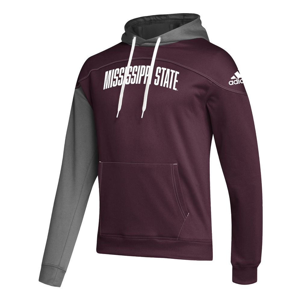 Men's adidas Maroon Mississippi State Bulldogs Block Stadium Pullover Hoodie