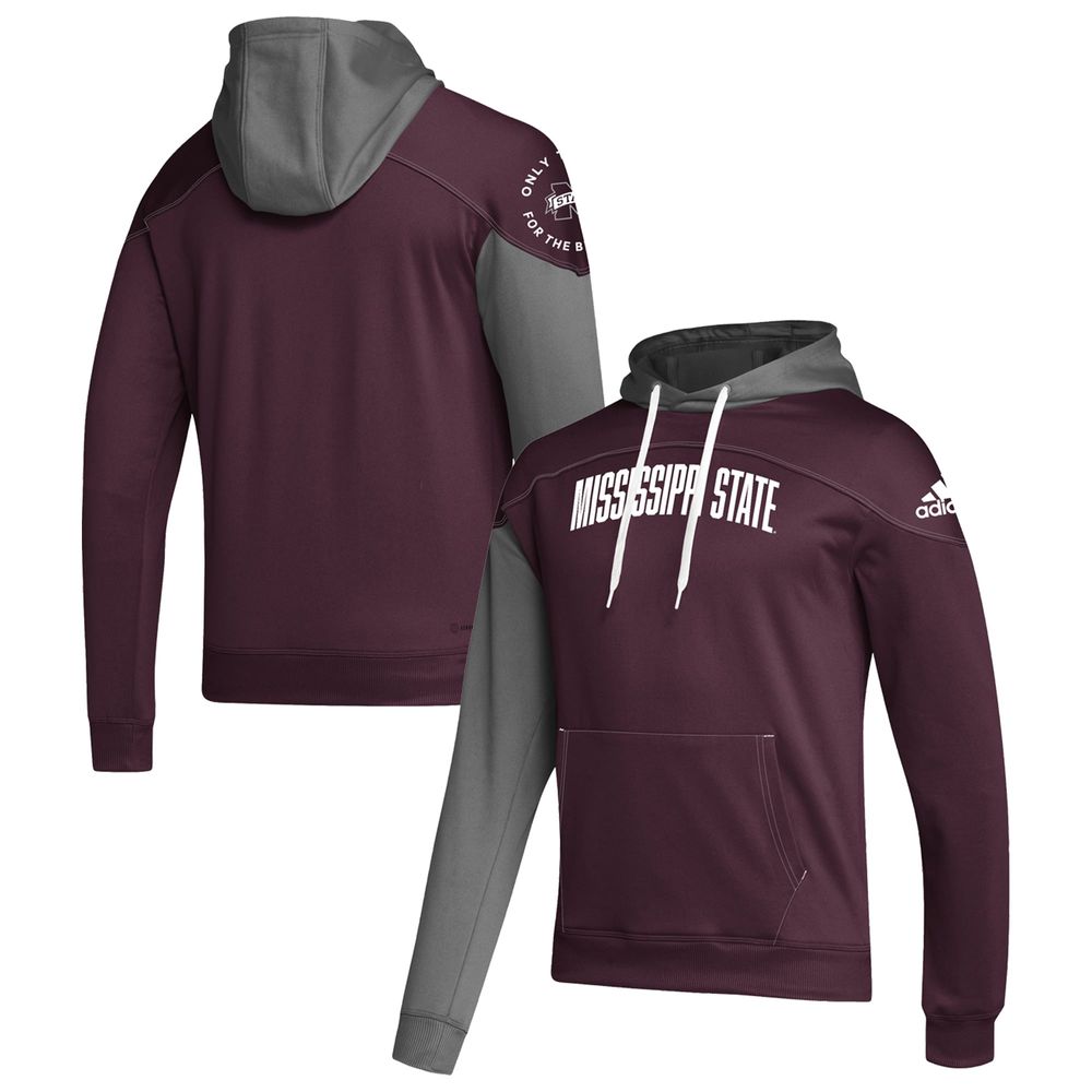 Men's adidas Maroon Mississippi State Bulldogs Block Stadium Pullover Hoodie