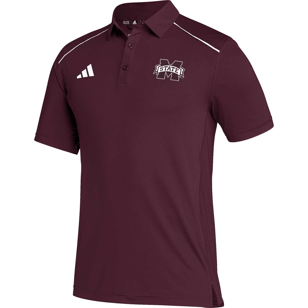 Men's adidas Maroon Mississippi State Bulldogs Coaches AEROREADY Polo