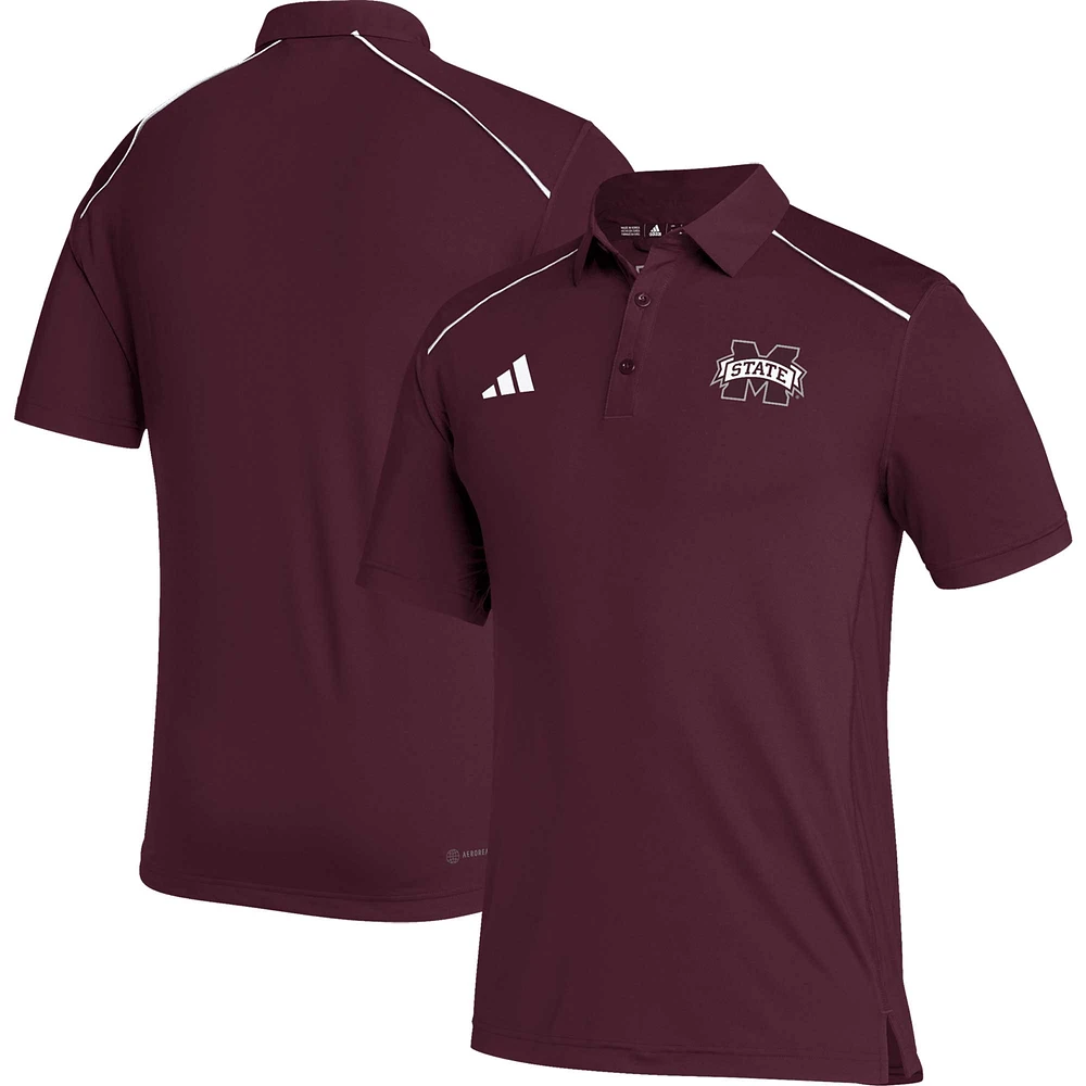 Men's adidas Maroon Mississippi State Bulldogs Coaches AEROREADY Polo