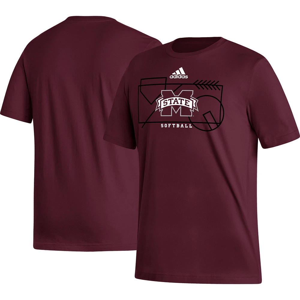 T-shirt adidas Mississippi State Bulldogs Locker Lines Softball Fresh pour homme