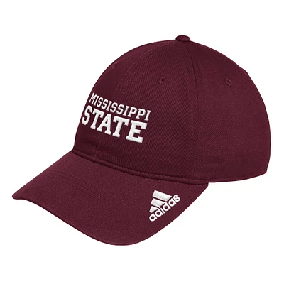 Casquette ajustable souple avec logo du vestiaire des Bulldogs du Mississippi de l'État du Mississippi adidas pour homme