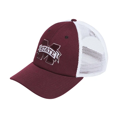 Casquette ajustable de camionneur souple pour hommes, mascotte des Bulldogs de l'État du Mississippi, marron adidas