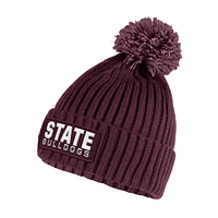 Men's adidas Maroon Mississippi State Bulldogs Modern Ribbed Cuffed Knit Hat with Pom