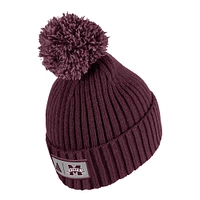 Bonnet en tricot côtelé moderne avec pompon pour hommes adidas Maroon Mississippi State Bulldogs