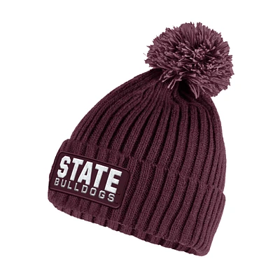 Bonnet en tricot côtelé moderne avec pompon pour hommes adidas Maroon Mississippi State Bulldogs