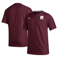 Men's adidas Maroon Mississippi State Bulldogs Notch Neck Iron Cage Top