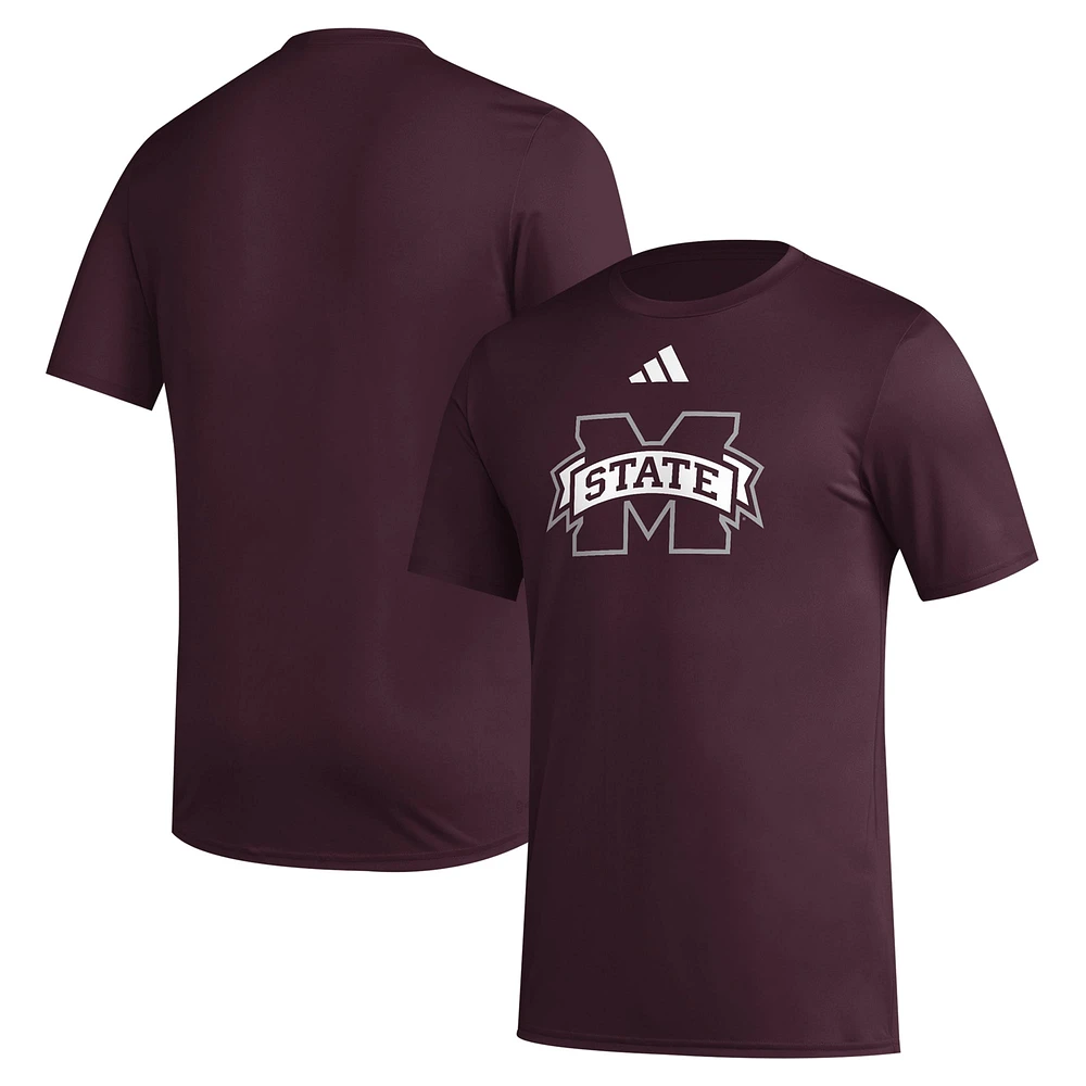 Men's adidas Maroon Mississippi State Bulldogs Primary Locker Logo Pre-Game AEROREADY T-Shirt