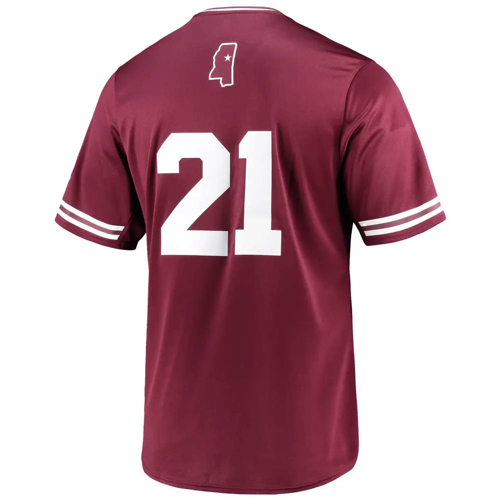 Maillot de baseball réplique à col en V adidas pour hommes, bordeaux, Mississippi State Bulldogs