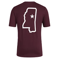 T-shirt adidas Maroon Mississippi State Bulldogs Reverse Retro Baseball 2 Hit pour hommes