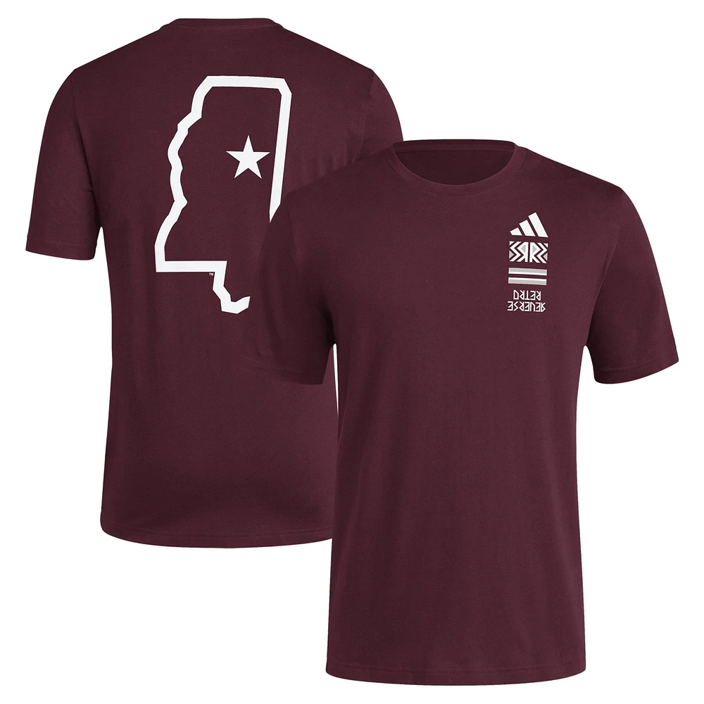 Men's adidas Maroon Mississippi State Bulldogs Reverse Retro Baseball 2 Hit T-Shirt