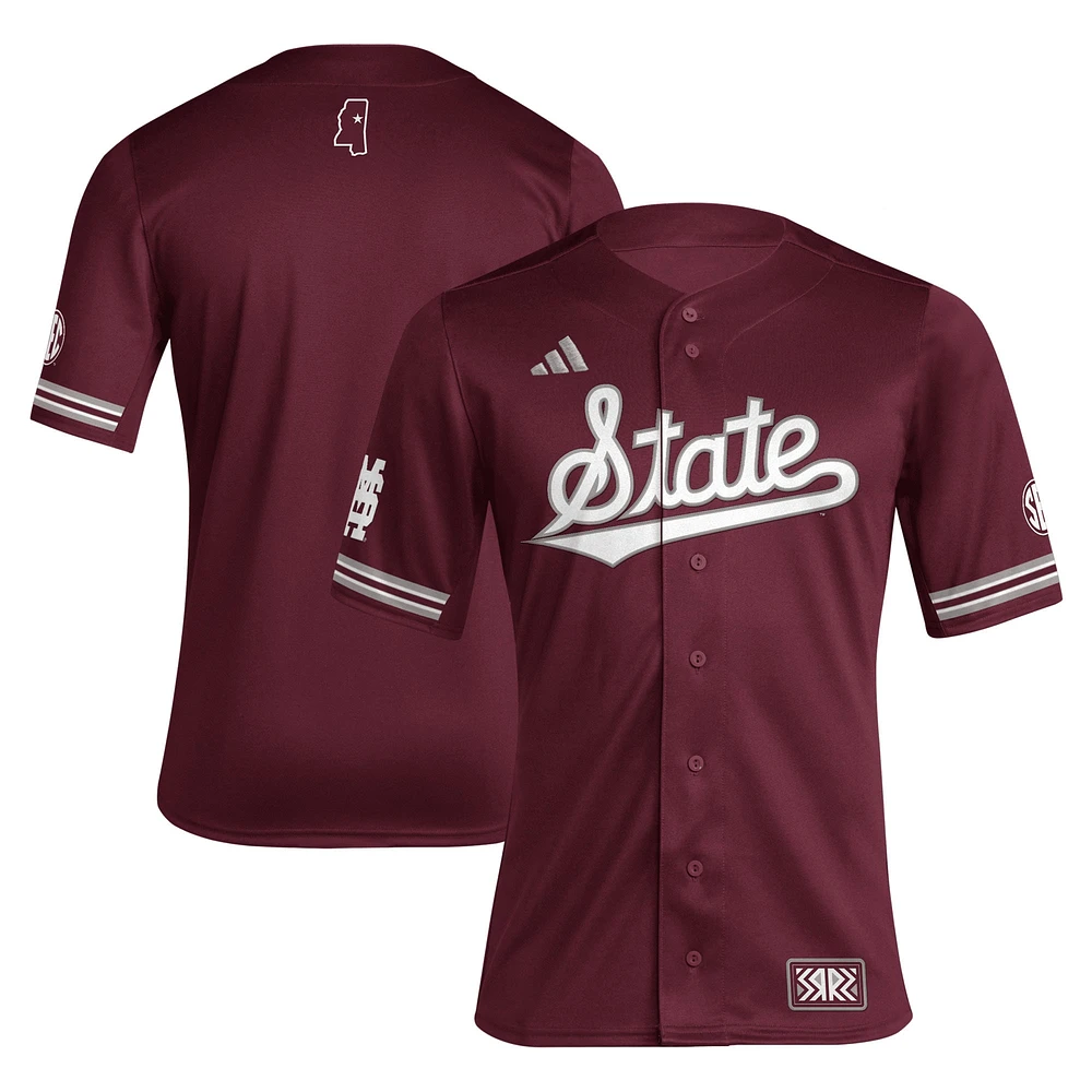 Maillot de baseball rétro réplique inversé pour hommes, adidas, marron, Mississippi State Bulldogs