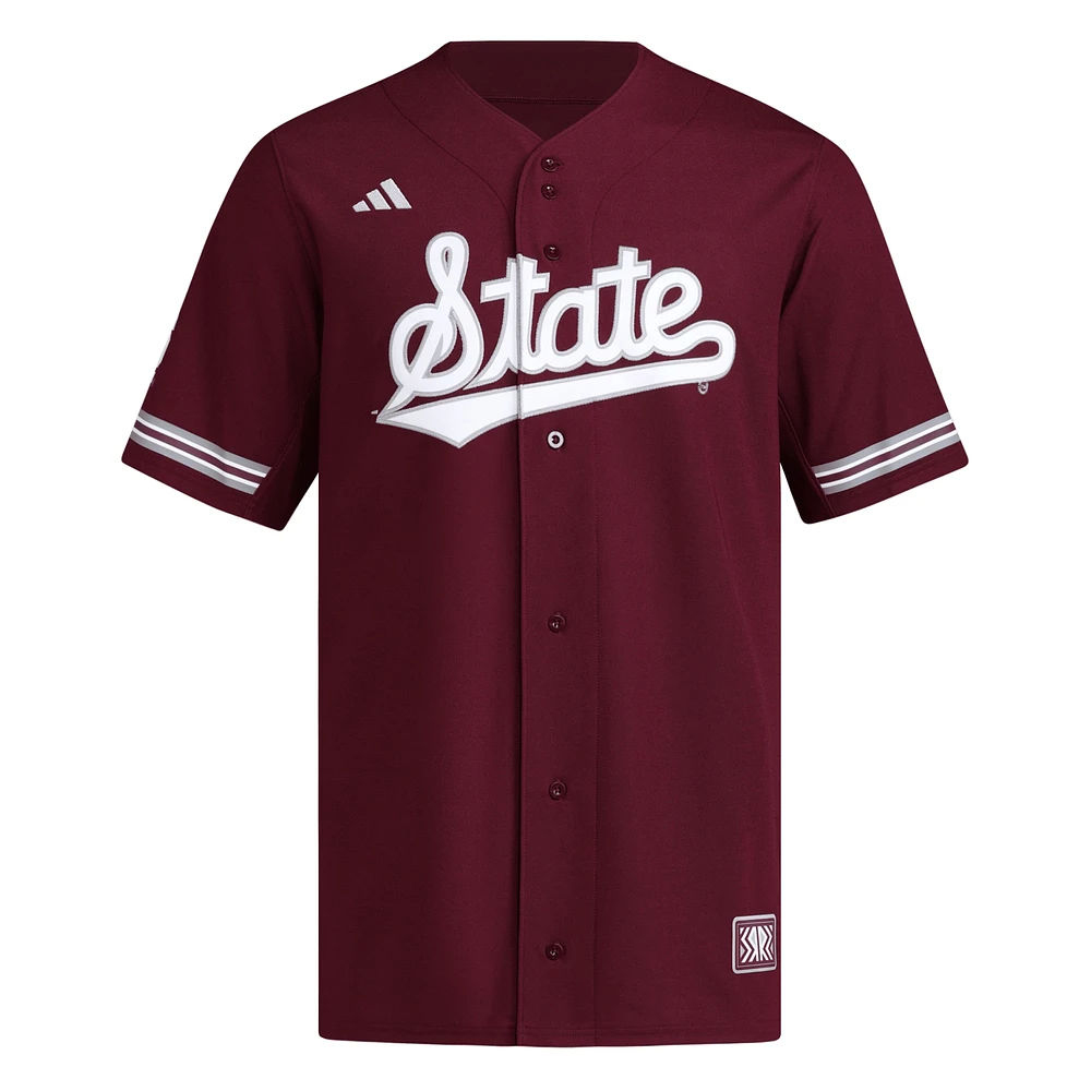 Men's adidas  Maroon Mississippi State Bulldogs Reversible Retro Full-Button Baseball Jersey