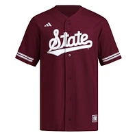 Men's adidas  Maroon Mississippi State Bulldogs Reversible Retro Full-Button Baseball Jersey