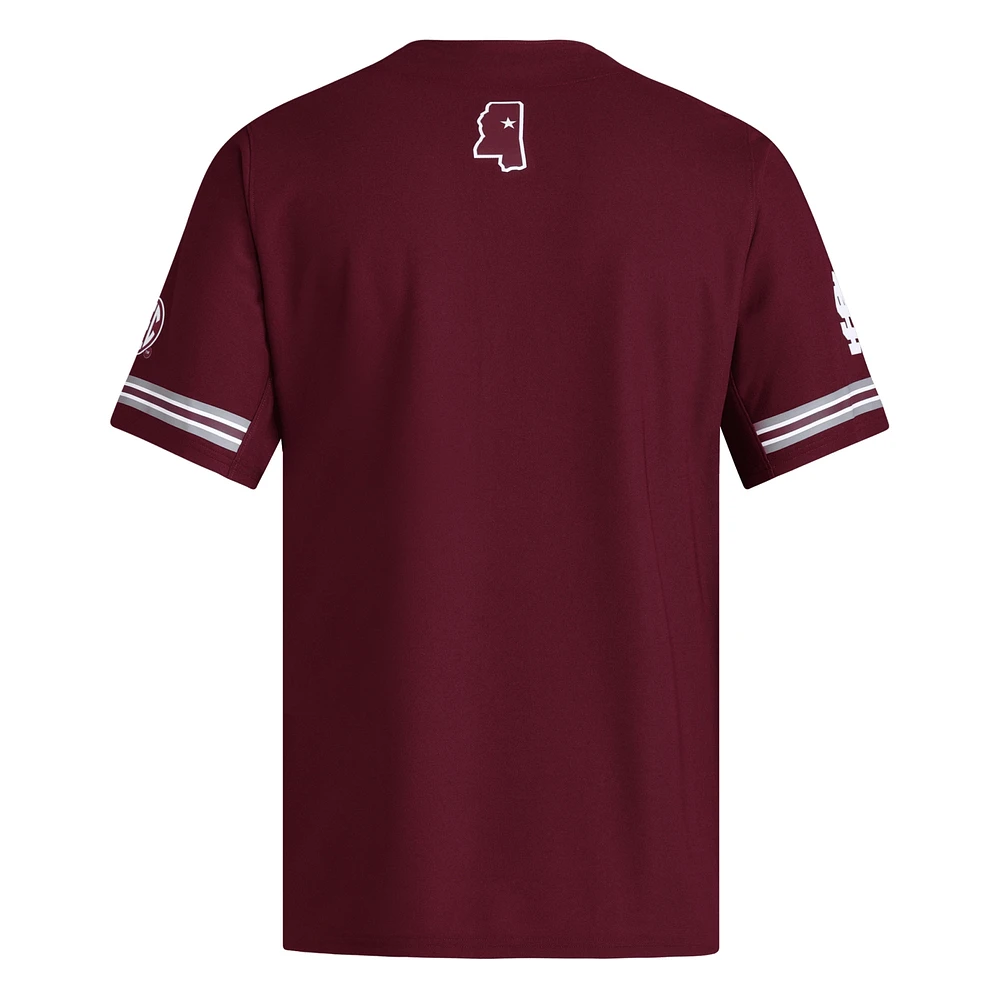 Men's adidas  Maroon Mississippi State Bulldogs Reversible Retro Full-Button Baseball Jersey