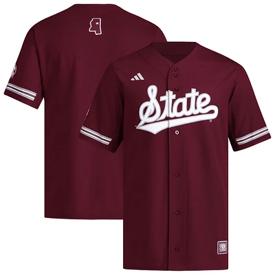Men's adidas  Maroon Mississippi State Bulldogs Reversible Retro Full-Button Baseball Jersey