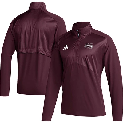 Veste adidas bordeaux Mississippi State Bulldogs Sideline AEROREADY à manches raglan et fermeture éclair pour homme