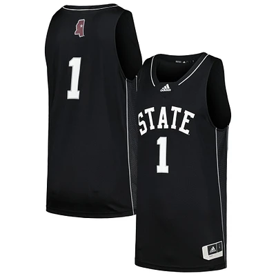 Men's adidas #1 Black Mississippi State Bulldogs Swingman Basketball Jersey