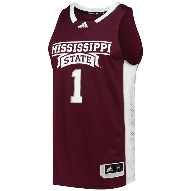 Maillot de basket-ball adidas #1 Maroon Mississippi State Bulldogs Team Swingman pour homme