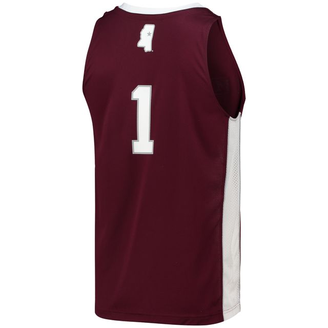 Maillot de basket-ball adidas #1 Maroon Mississippi State Bulldogs Team Swingman pour homme