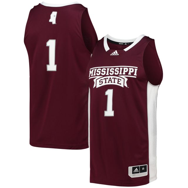 Maillot de basket-ball adidas #1 Maroon Mississippi State Bulldogs Team Swingman pour homme