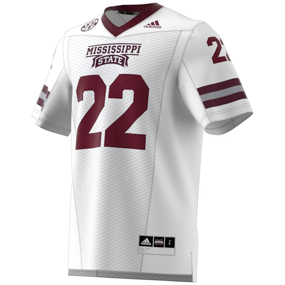 Maillot adidas #22 Mississippi State Bulldogs Premier Strategy pour hommes, blanc