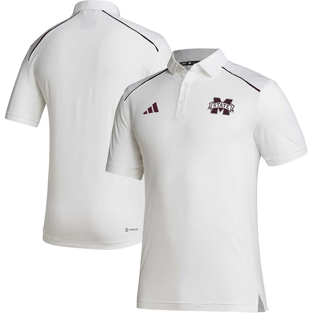 Men's adidas White Mississippi State Bulldogs Coaches AEROREADY Polo