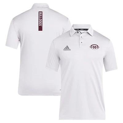 Polo d'entraîneur blanc pour homme adidas Mississippi State Bulldogs