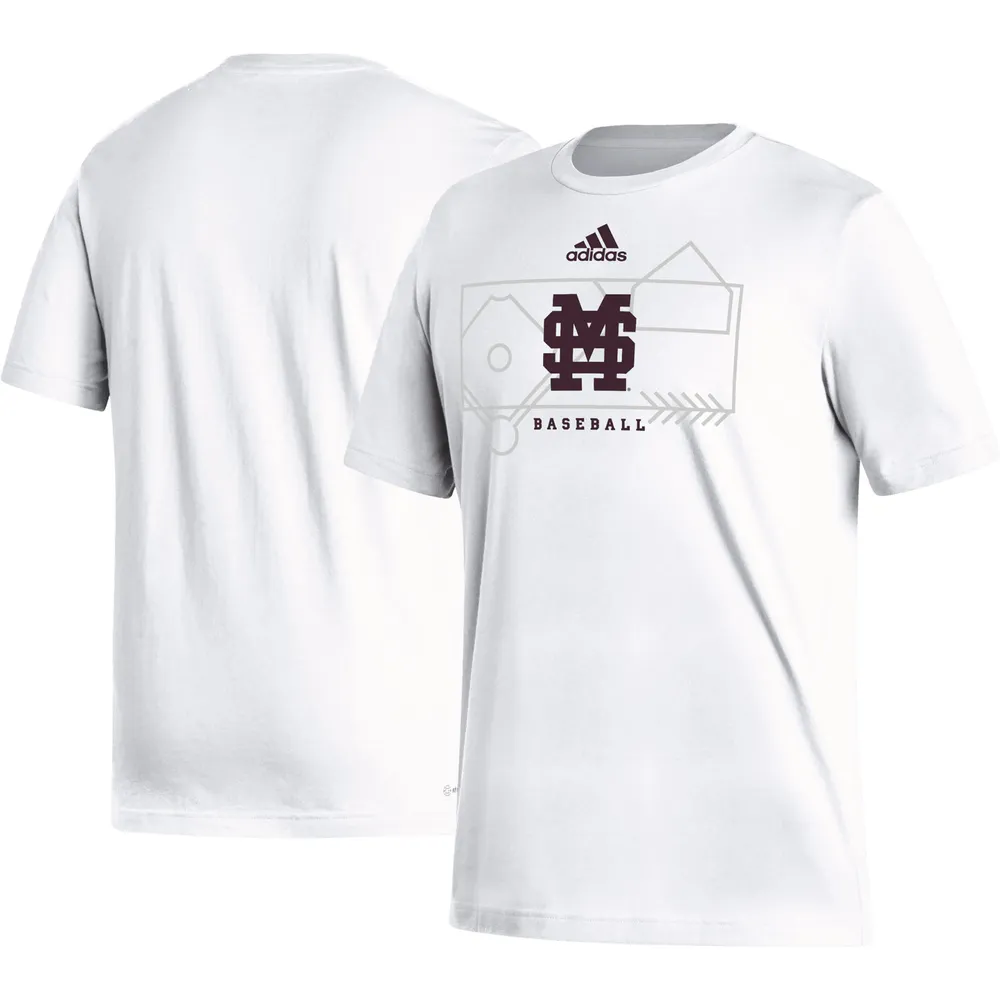 T-shirt de baseball Fresh adidas pour hommes, blanc, Mississippi State Bulldogs, Locker Lines