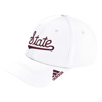 Casquette adidas blanche avec logo Flex Mississippi State Bulldogs pour homme