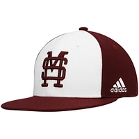 Men's adidas White Mississippi State Bulldogs On-Field Baseball Fitted Hat