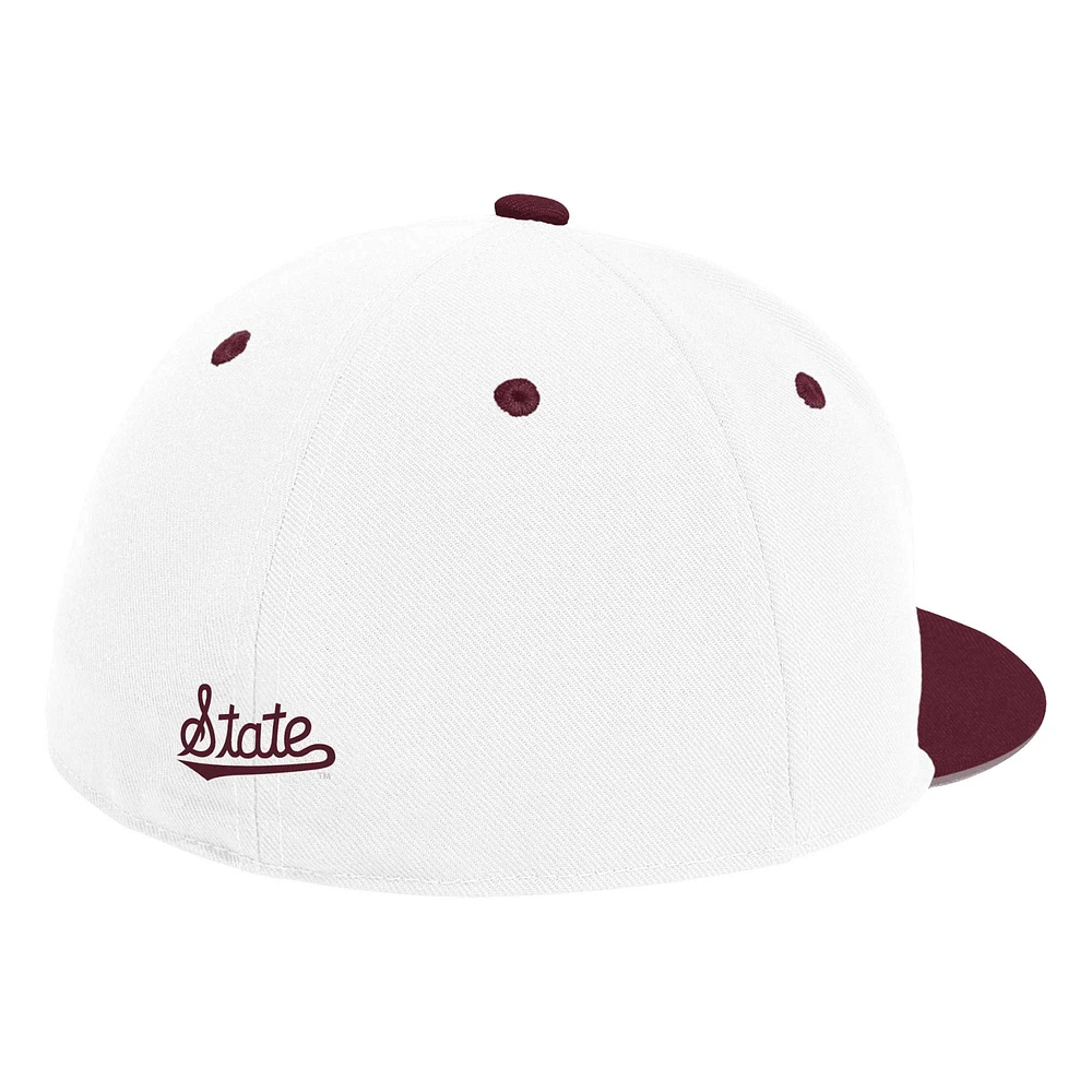 Men's adidas White Mississippi State Bulldogs On-Field Baseball Fitted Hat