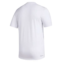 T-shirt adidas Mississippi State Bulldogs avant-match AEROREADY blanc pour homme